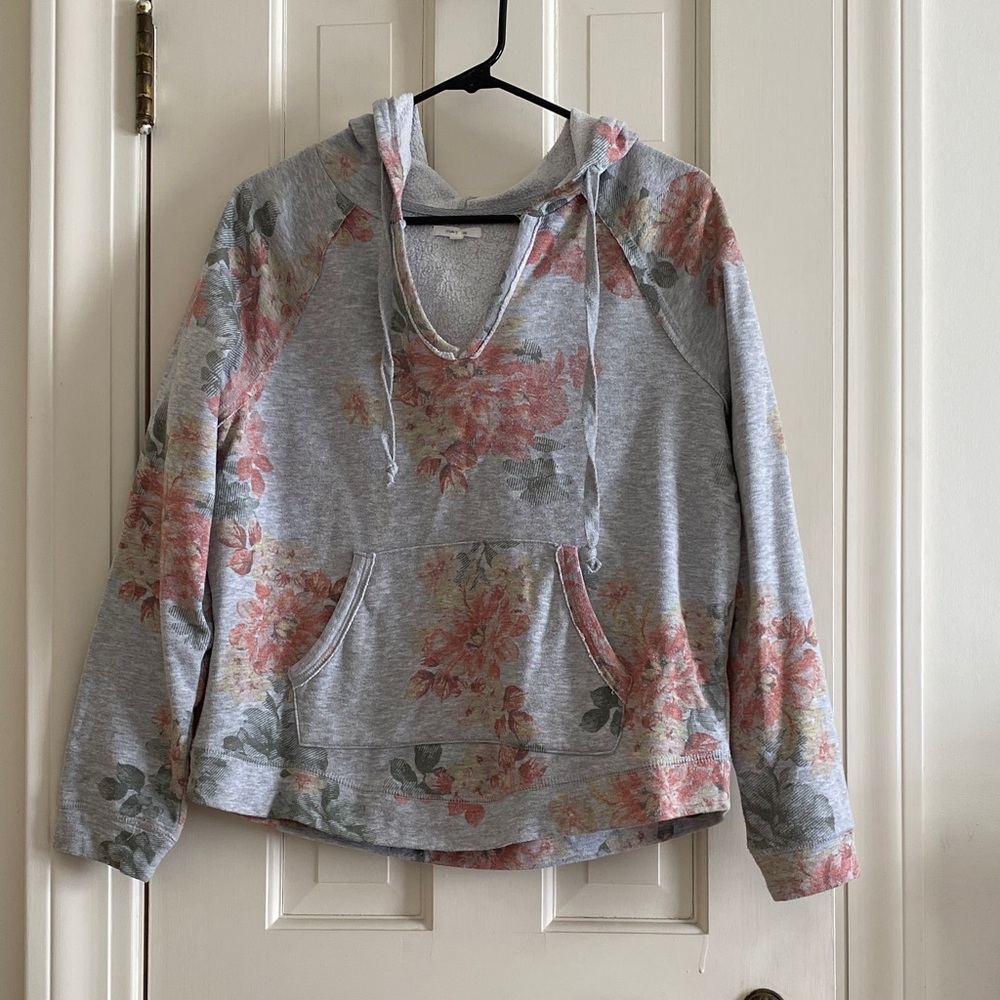 Maurices Floral Print Gray Hoodie